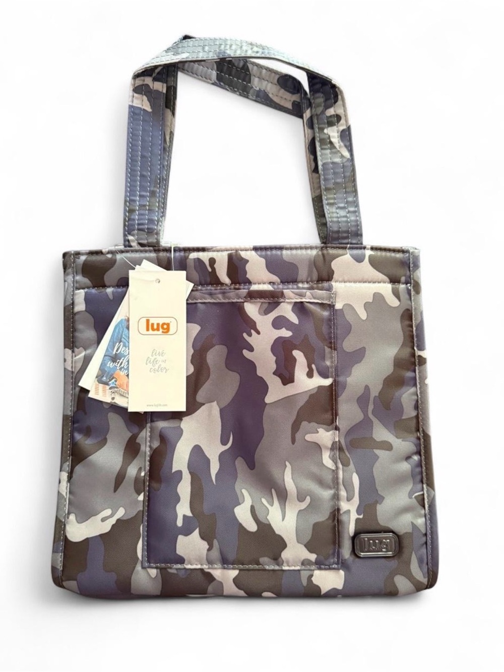 LUG “pulley” shopper tote NWT. Blue/gray camo